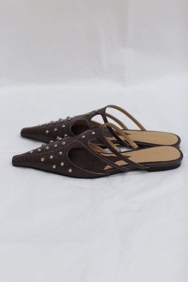 RUI rivet flat slippers RSS24SH01 Wood brown